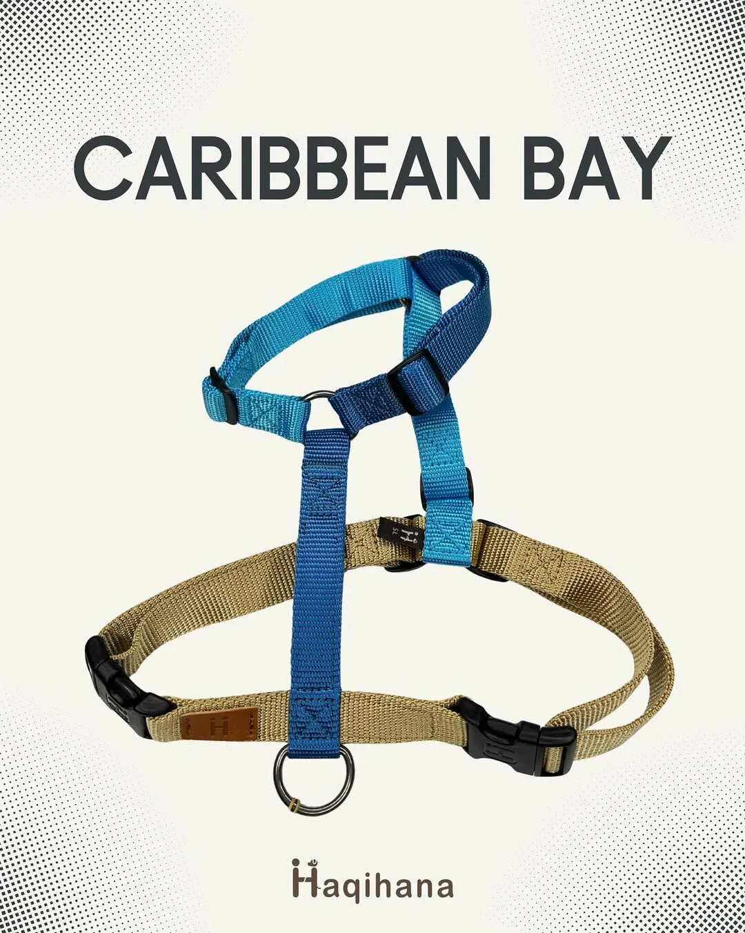 Haqihana 義大利手工經典減壓H型寵物胸背帶 加勒比海灣